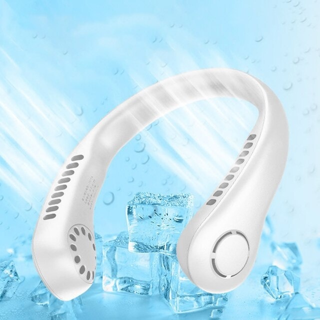 Ventilador de Pescoço Flexível USB Recarregável Portátil p/ Viagem, Treino e Camping