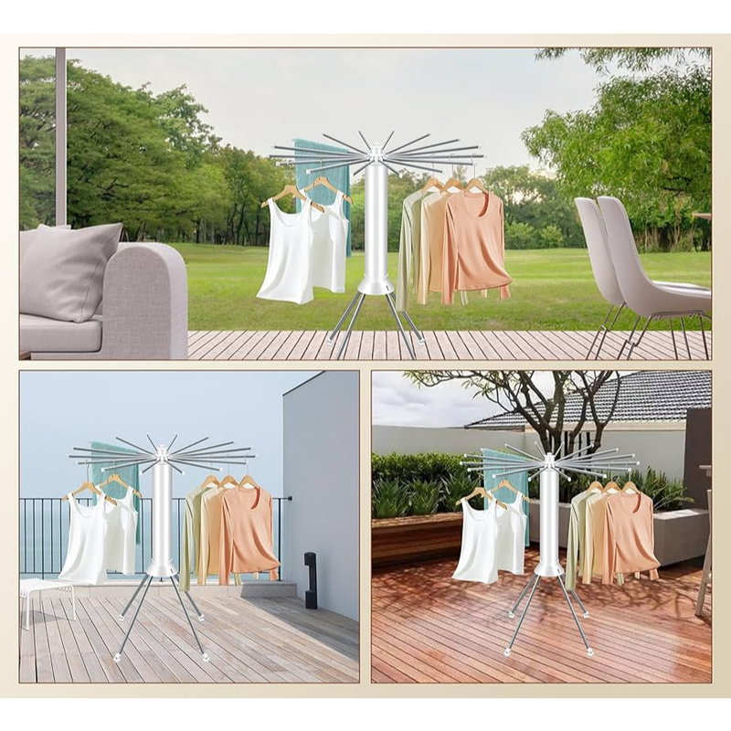 Varal Dobrável Portátil Giratório de Chão